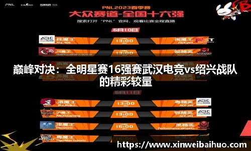 巅峰对决：全明星赛16强赛武汉电竞vs绍兴战队的精彩较量